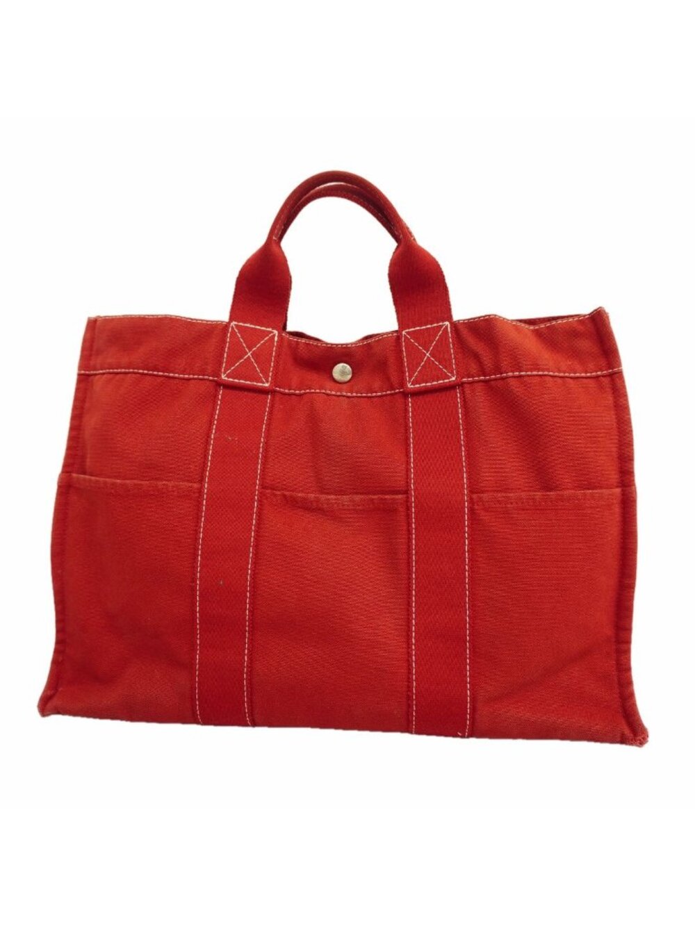 Hermes Tote Bag Fourre Tout MM Canvas Red Silver